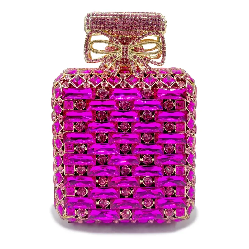 

Boutique De FGG Novelty Perfume Bottle Shape Women Crystal Clutch Evening Handbags Party Wedding Rhinestone Handbags and Purses