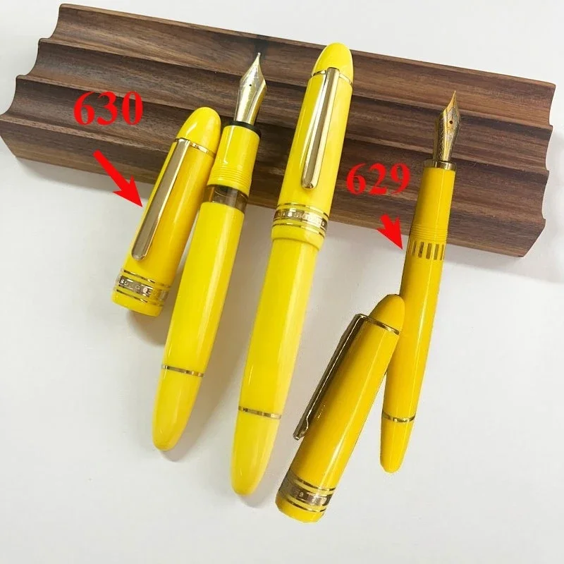 New Limited Yellow! Wing Sung 629/630 Brief Fountain Pen F 0.5mm Nib Piston Resin Gold Clip Pen Stationery Business Writing Gift