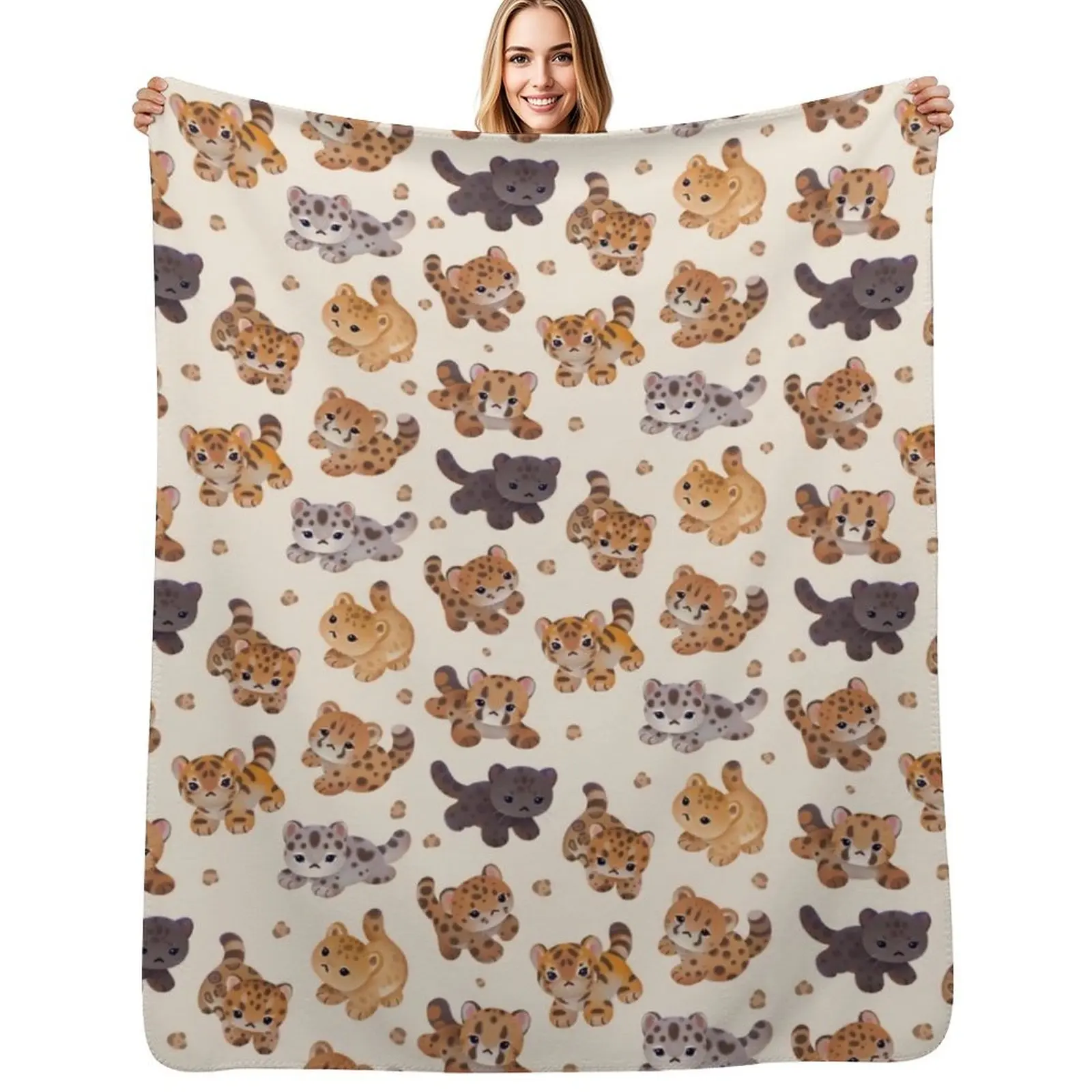 

The year of big cat cubs - light Throw Blanket Polar Sofa Quilt Personalized Gift Thermals For Travel Blankets