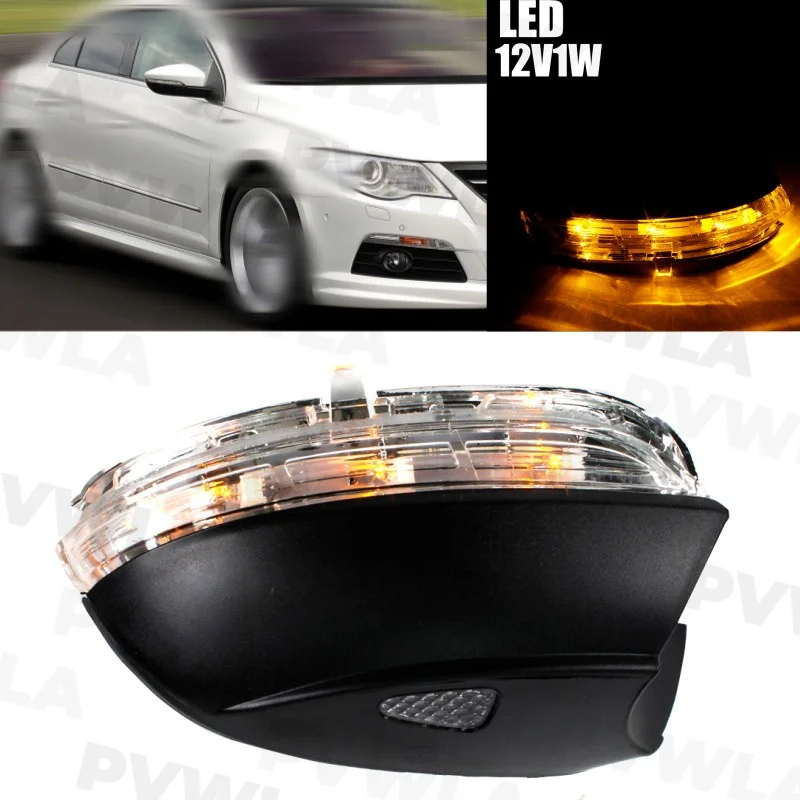 

For VW Passat CC 2009 2010 2011 2012 1Pc Right Rear Mirror Turn Signal Indicator Light Lamp With Puddle Light With LED Bulbs