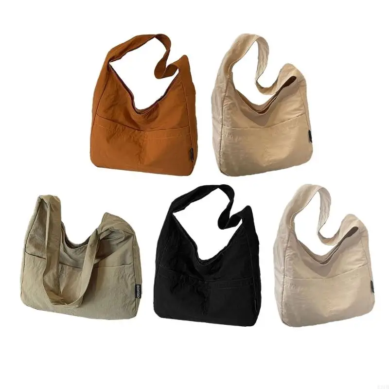 

E8fb Женская нейлоновая сумка для плеча большой емкости сумочка с твердым цветом для торговых знакомств сумка для студенческой