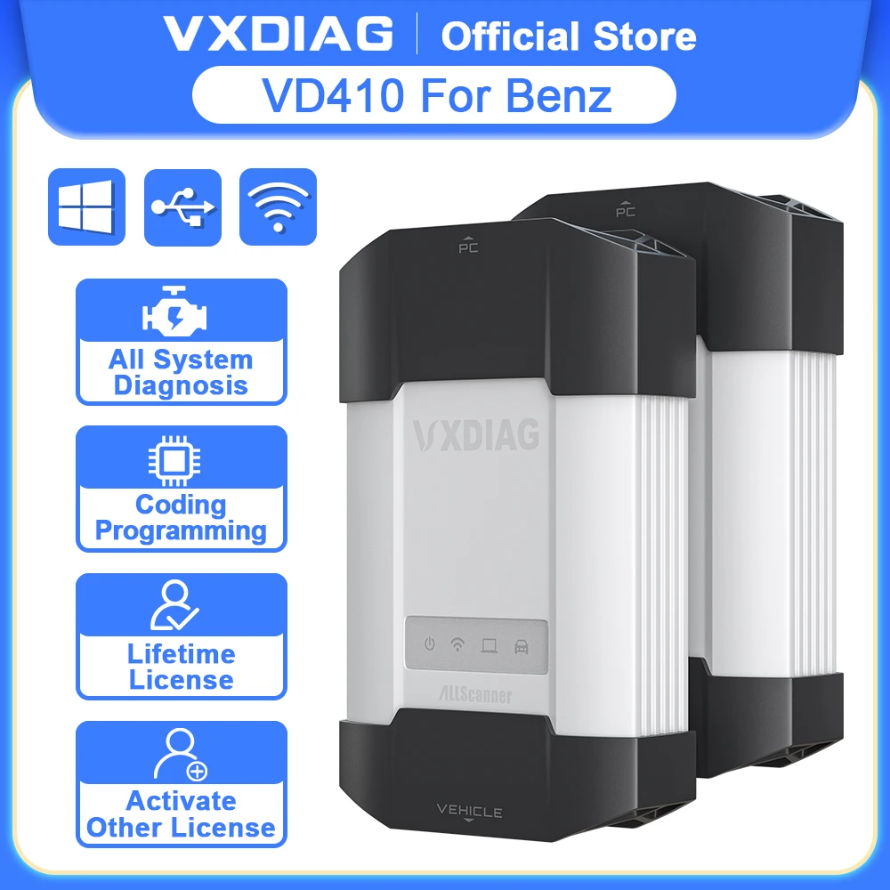 VXDIAG VCX DoIP VD410 for Mercedes Benz C6 Car OBD2 Diagnostic Scanner Dealer Level Diagnosis Active Test ECU Coding Programming