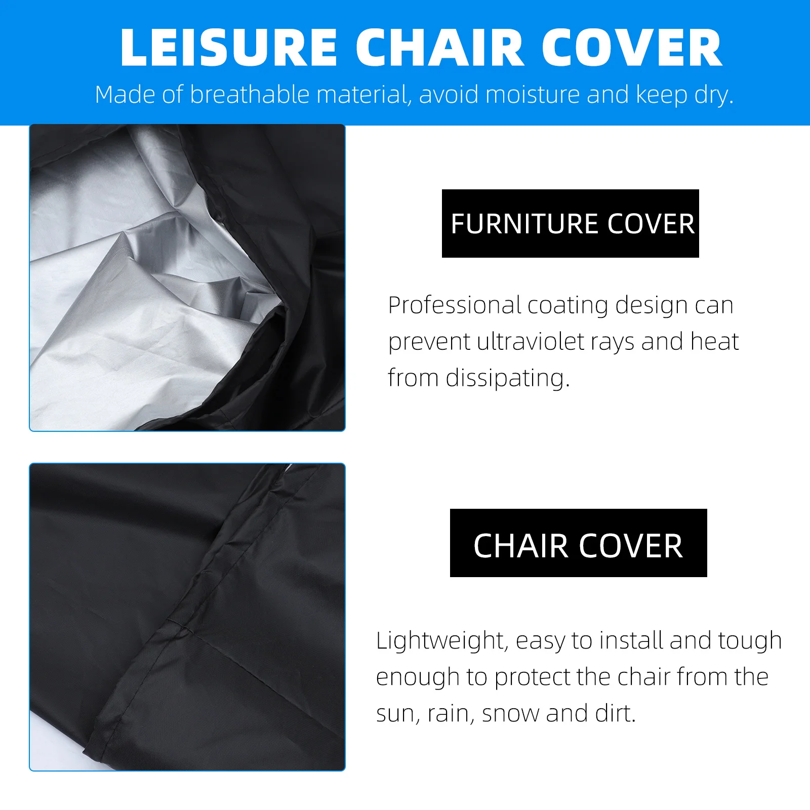 

Beach Chair Waterproof Outdoor Lounge Chair Cover Durable Uv Protection Portable Furniture Cover For Sun Rain Snow Dirt