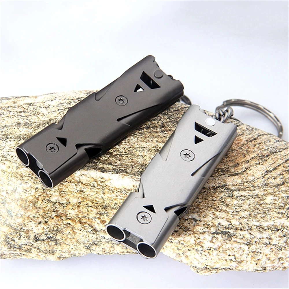 

Outdoor Survival Emergency High Decibel Keychain Double Pipe Whistle