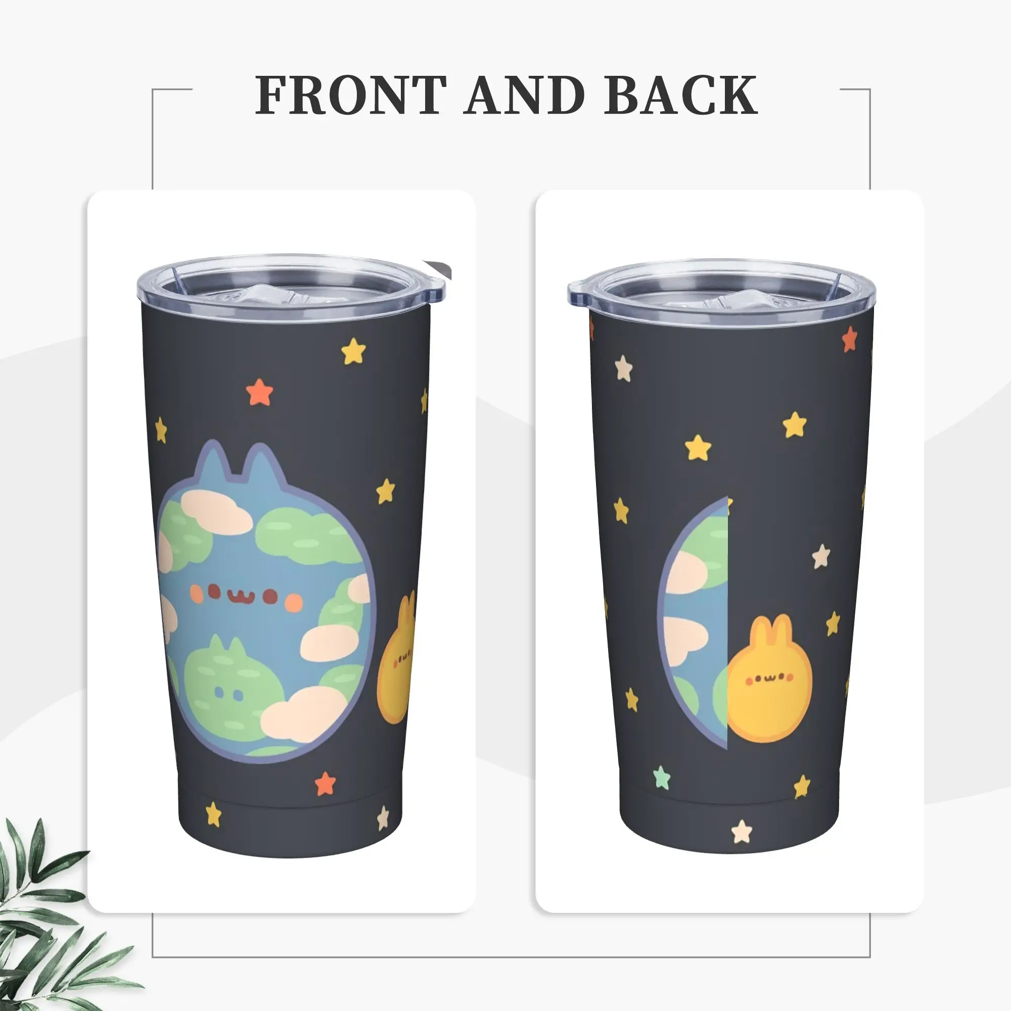 Rabbit Save Earth Day Kawaii Tumbler Vacuum Insulated  Thermal Cup Stainless Steel Office Home Mugs Water Bottle, 20oz
