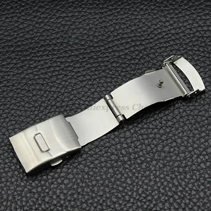 الفولاذ المقاوم للصدأ للطي مشبك ل Seiko حزام (استيك) ساعة 16mm18mm 20 مللي متر 22 مللي متر مشبك فضي مزدوج دفع زر أبازيم ساعة اكسسوارات