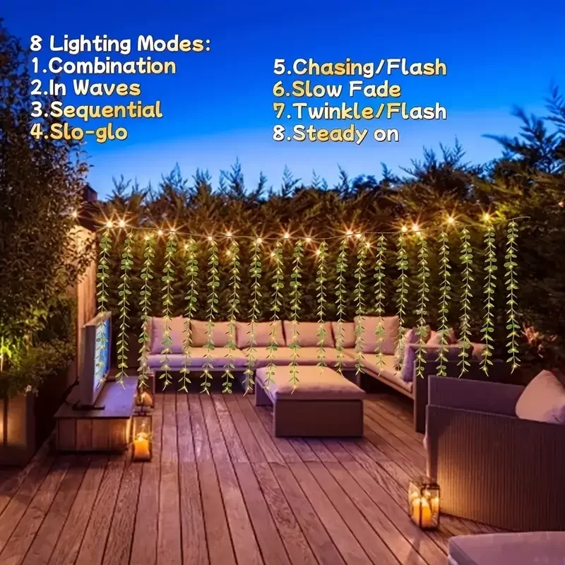 Luci per tende con foglie d'acero USB 3M Edera Ghirlanda di foglie verdi artificiali Stringa di luci fata per la decorazione della parete di nozze per interni ed esterni