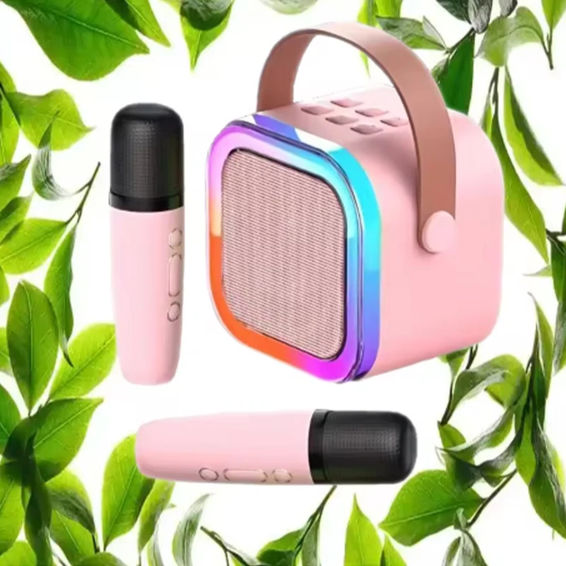 K12 Karaoke Machine Portable Bluetooth 5.0 PA Speaker System with 1-2 Wireless Microphones Home Family Singing Children's Gifts