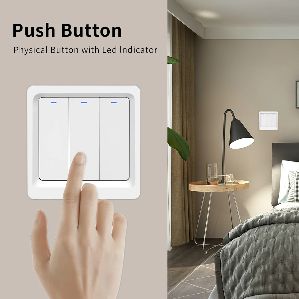Smart Apple Homekit WiFi Switch Pusher Button Wall Light Switches EU 1/2/3 Gang Wireless Siri Voice Control Google Home Alexa
