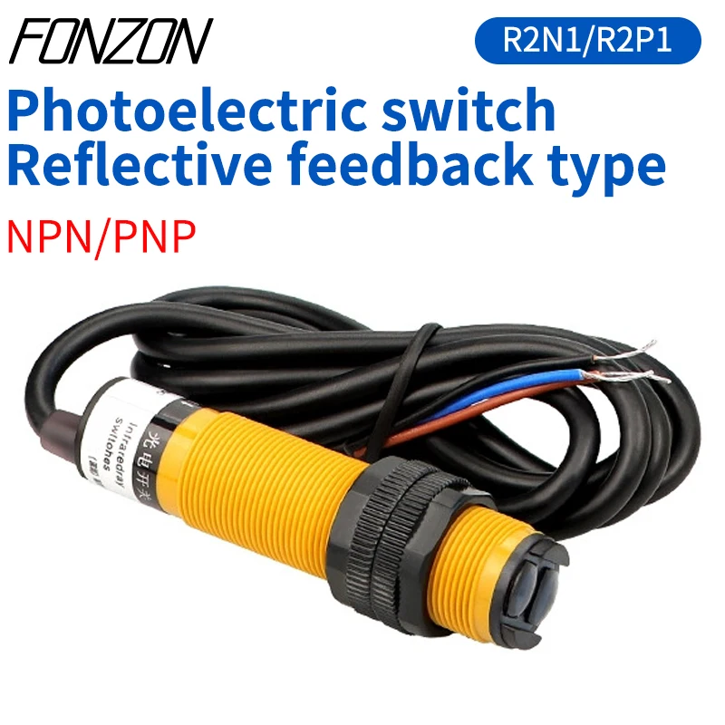 1PCS E3F Proximity Switch Photoelectric sensor switch NPN PNP DC6-36V 2M Detection Range Adjustable Diffuse Reflection 1.2M wire