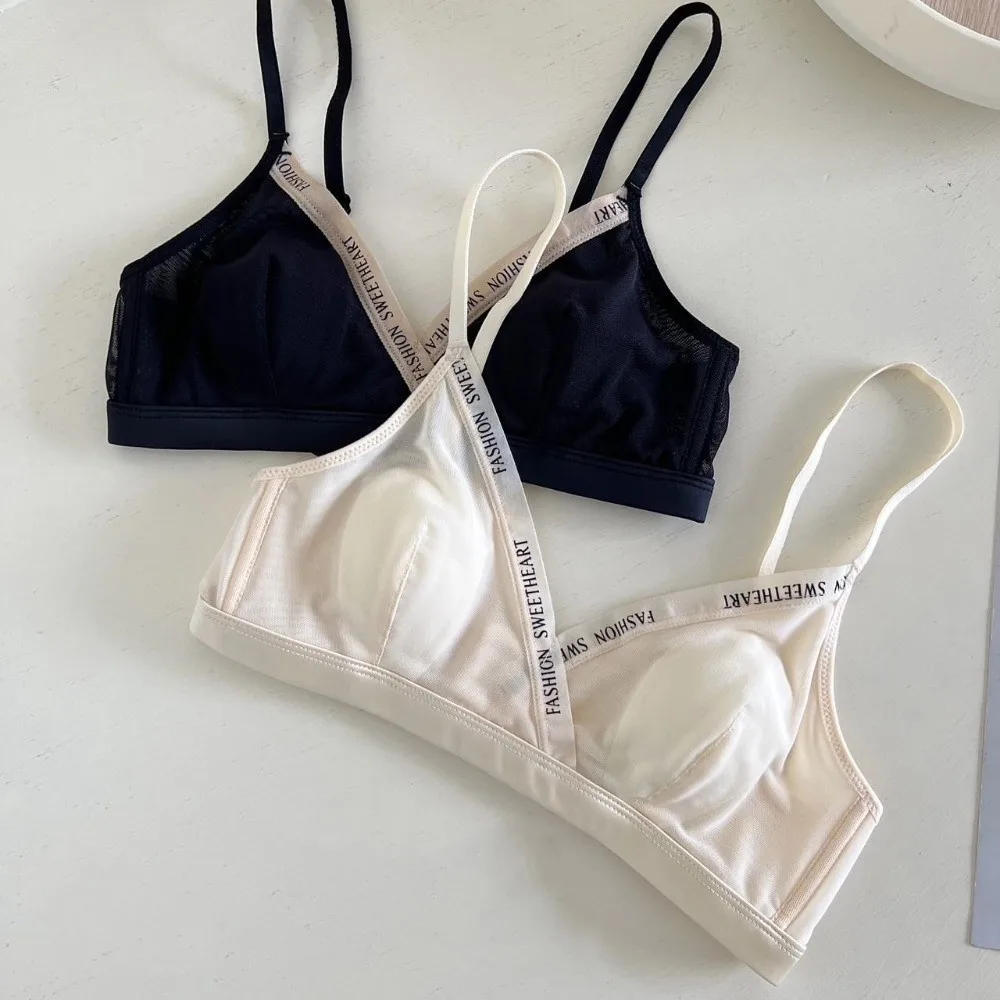 

Adjustable Mesh Thin Wireless Deep V Bra Close-fitting Shockproof Push Up Underwear Traceless Lingerie Brassiere for Women Sport
