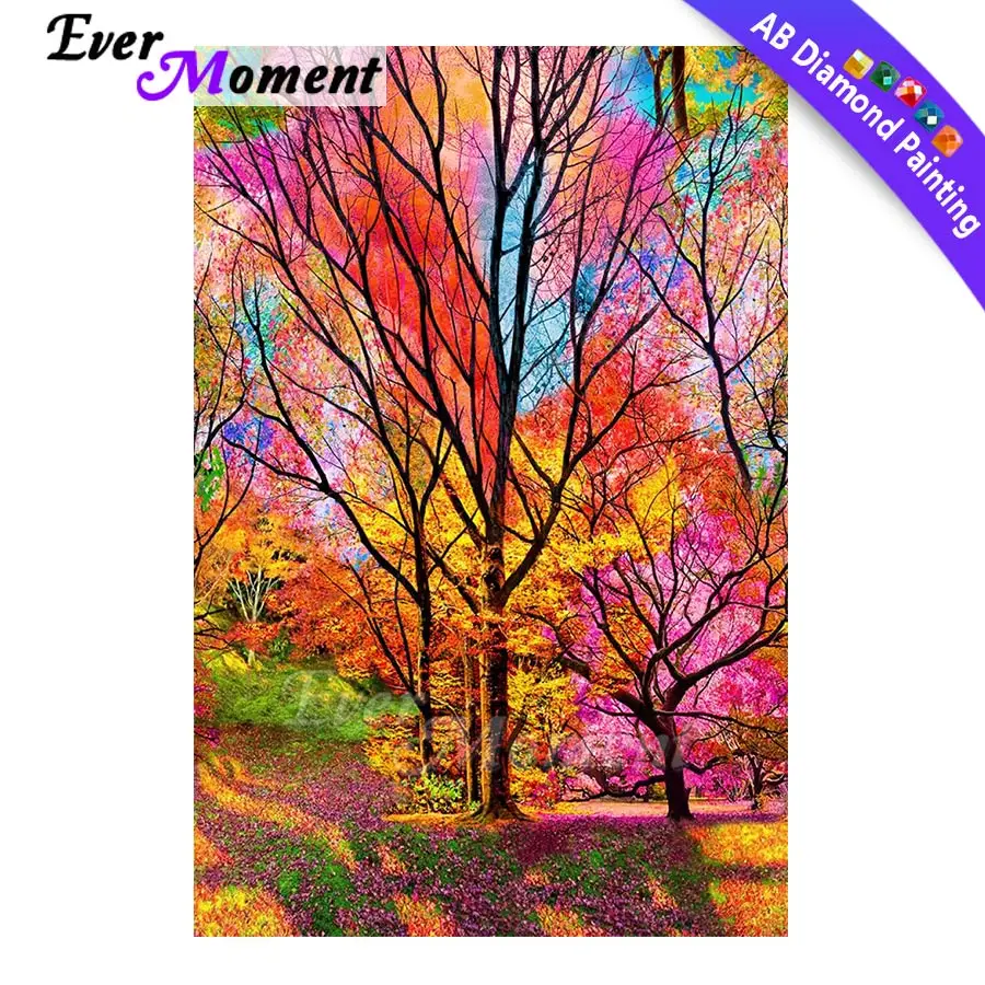 Ever Moment Diamond Painting AB Drill Kits Colorful Tree Handmade Picture Of Rhinestone Diamond Embroidery 5D DIY 3F015