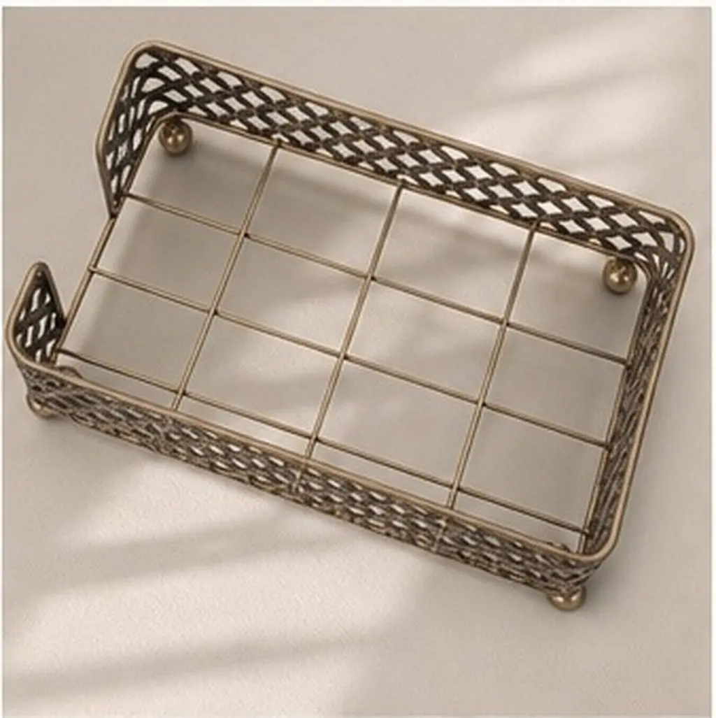 Vintage Metal Paper Towel Holder Bathroom Guest Towel Tray Flat Napkin Dispenser Counter Tissue Holder Kitchen