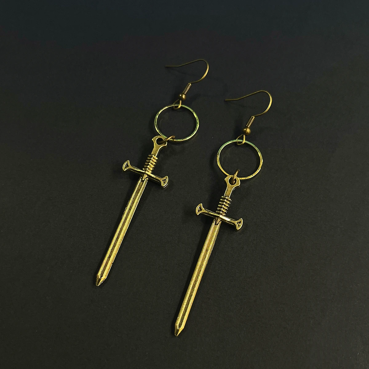 Long Sword Earrings,Gothic, Fantasy, Medieval, Bronze，Viking, Witchy, Cosplay,  Jewelry,Dramatic Statement Errings