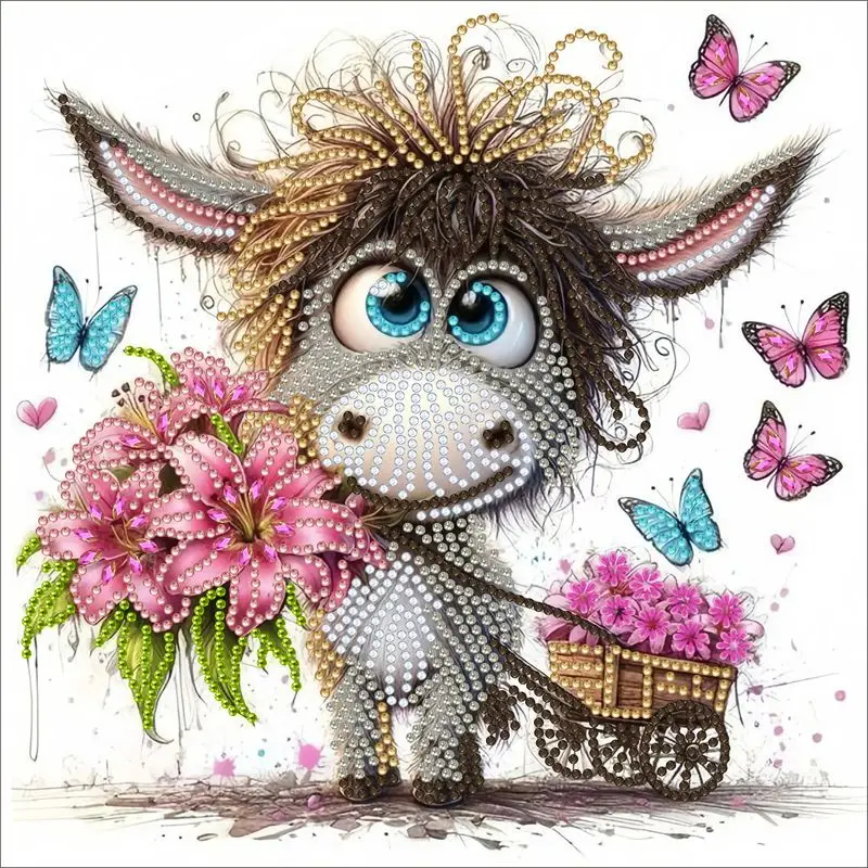 

CHENISTORY 5D Partial Special Shaped Drill Diamond Painting Donkey 30x30cm Kit Art Craft Mosaic Painting Home Decor