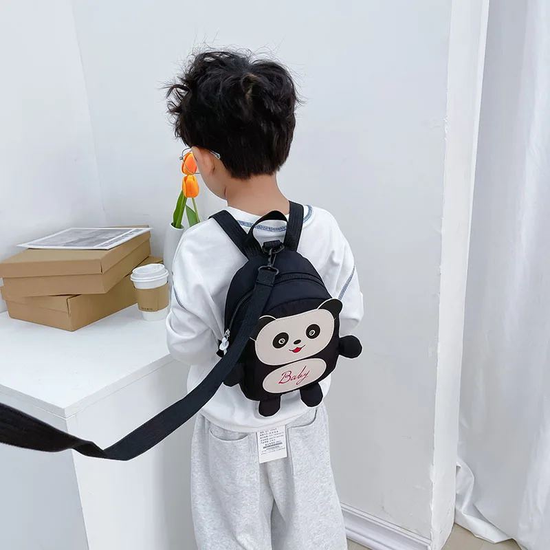 Cartoon red panda children's cute backpack, lightweight waterproof nylon fabric little frog cute schoolbag