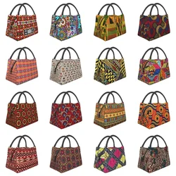 Kizomba Samakaka Ankara Print Insulated Lunch Bag for African Pattern Wax Design Cooler Thermal Bento Box Office Picnic Travel