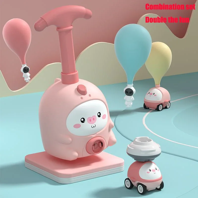 Kids Montessori Toy Rocket Balloon Launcher Toys Educational Inertial Air Power Balloon Car Science Hobbies Gifts for Child