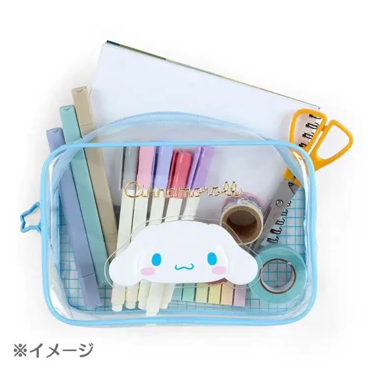 Sanrio Cinnamoroll Kuromi kawaii Cartoon Transparent PVC Travel Storage Cosmetic Bag Toiletries Bag Waterproof Make Up Cases