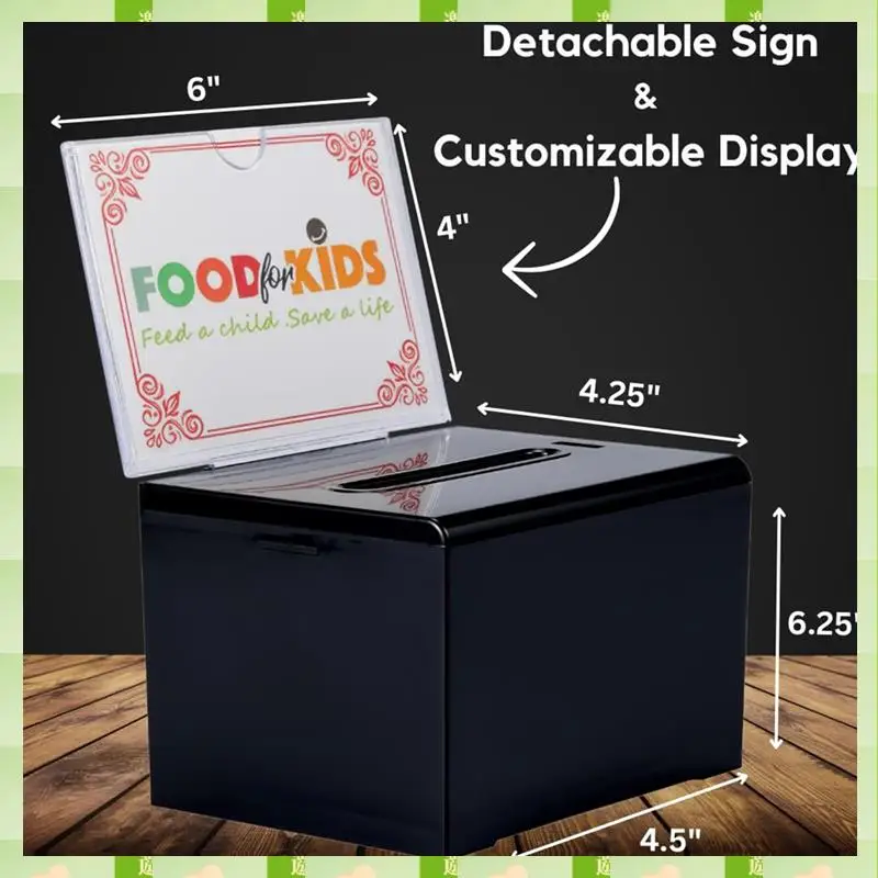 2025 Donation Box With Lock - Acrylic Suggestion Box With Slot, Ballot Lock Box With Sign Holder For Raffle, Voting,Donation Box
