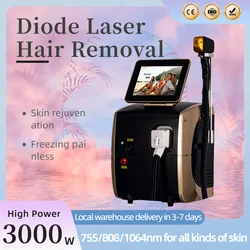 Diode Laser Hair Removal Machine Painless Laser Depilator 3 Wavelength Laser Hair Removal Device Titanium Diode Laser Epilator