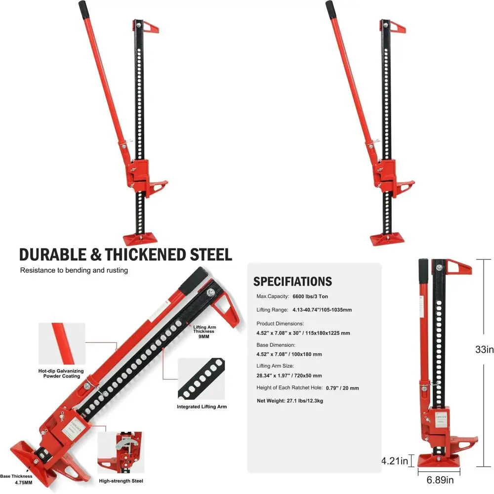 

33 High-Lift Jack for Off-Road Vehicles - Bumper Mount, 7000 lbs Capacity