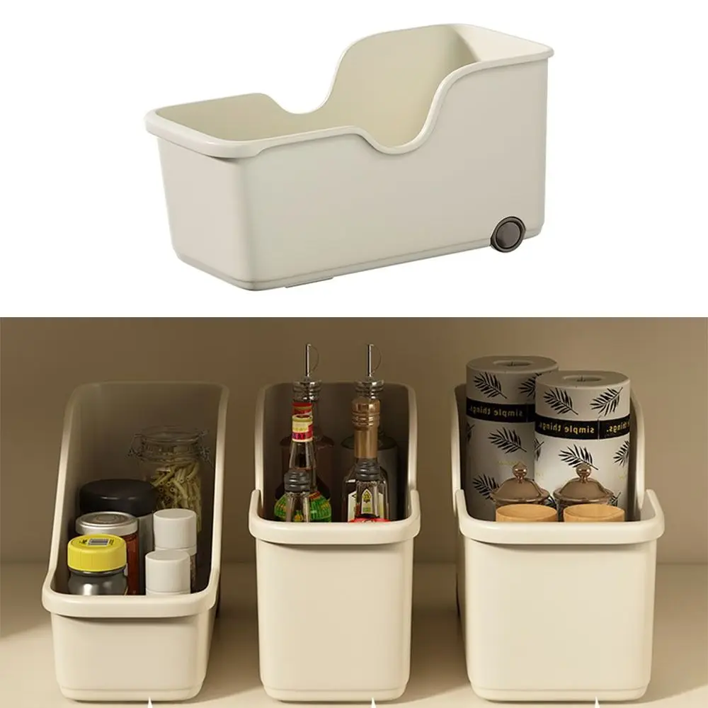 Plastic Cookware Organizer Box with Pulley BPA Free Pot Cover Rack Save Space Portable Cabinet Storage Box Countertop