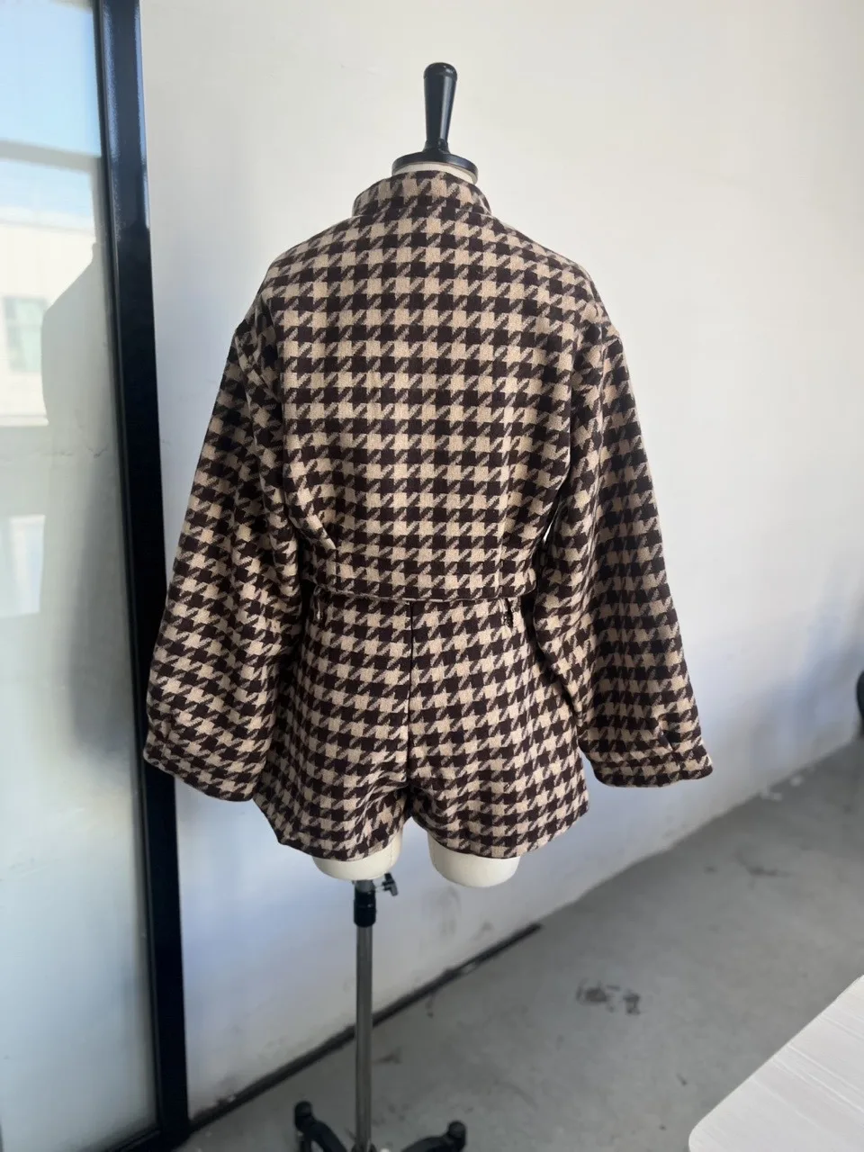 Elegant Plaid Women Set Casual Chic Full Sleeve Zipper Jacket High Waist Pockets Shorts 2026 Spring Lady Office Suit Commute