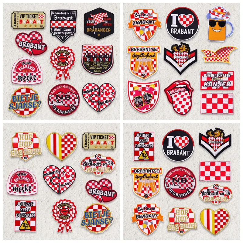 

10PCS Set Netherland Brabant Carnival Emblem Patch Flag Netherland Carnival Embroidered Patches Iron On Patches For Clothing DIY