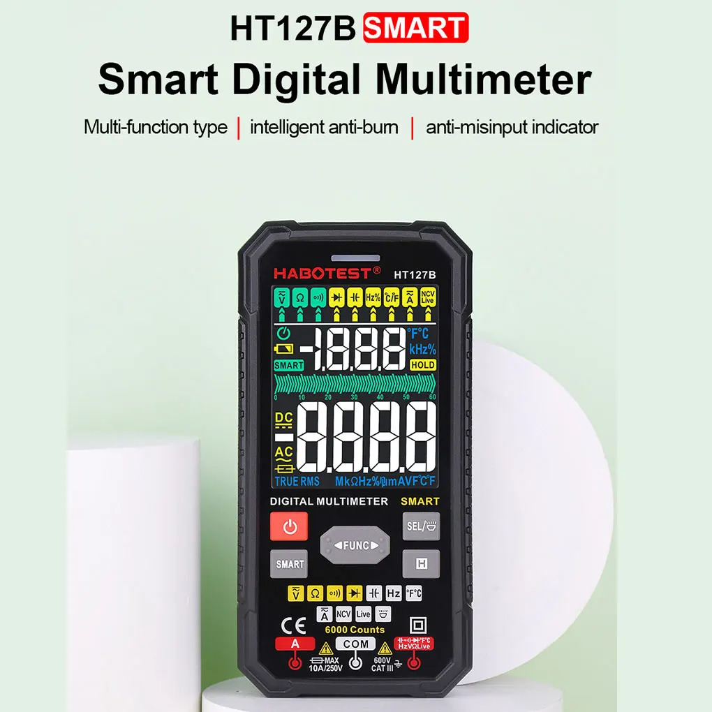 Multímetro Digital, herramienta amperométrica, probador de rango, suministro de prueba HT127B