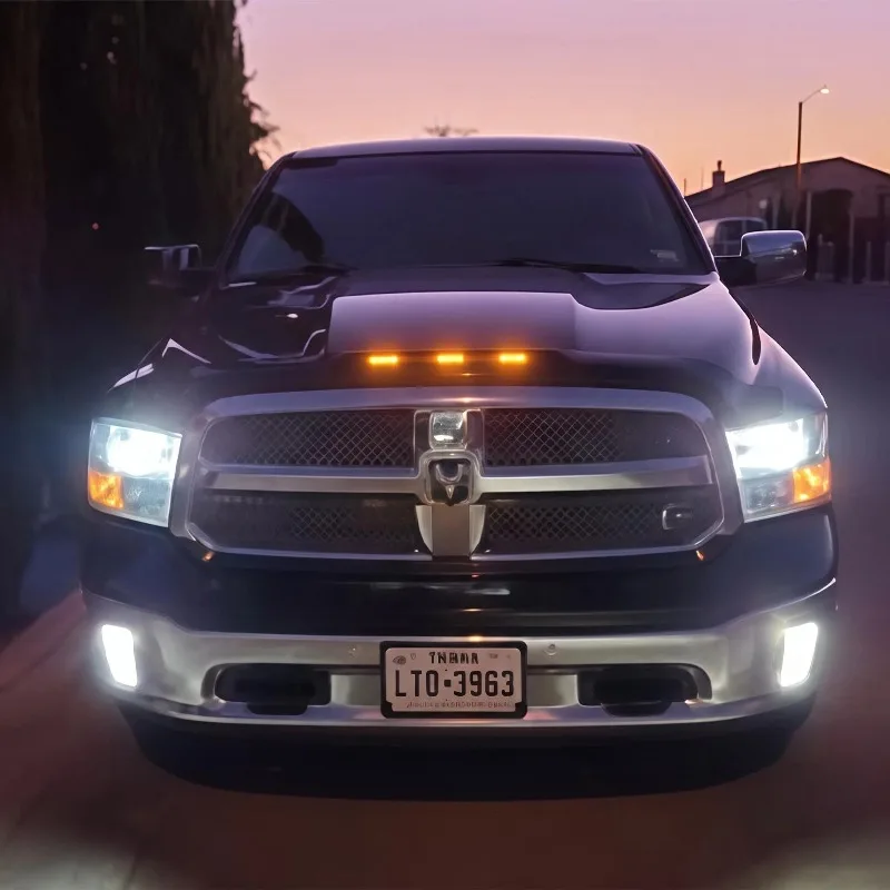 2009-2018 Hood Deflector For Dodge RAM 1500 LED Light Hood Protector Matte Black Three Section Lightshield Replacement