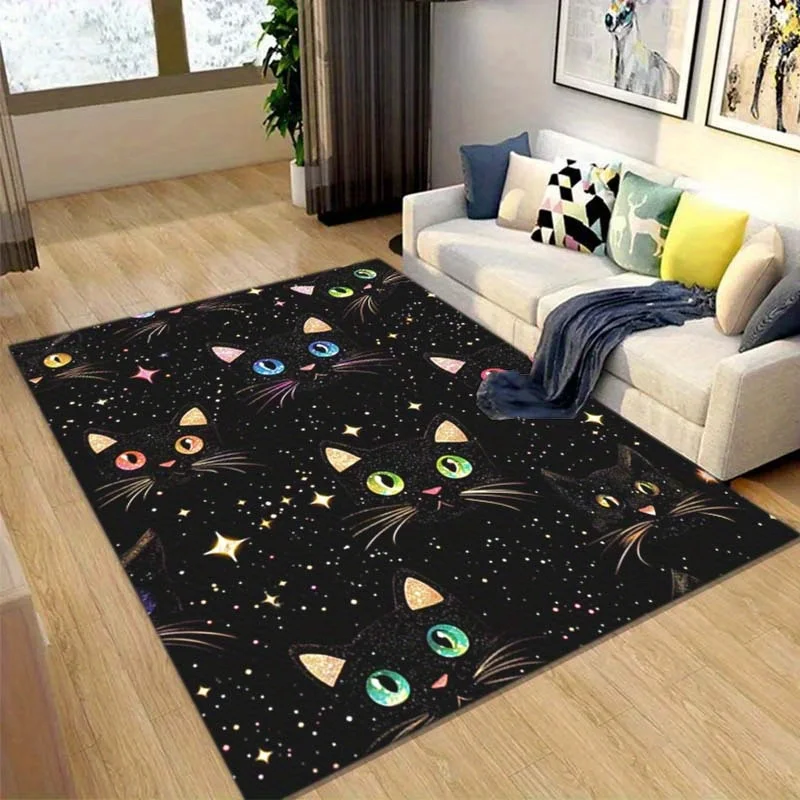 

[Cosmic Cat Rug] Anti-Slip Cosmic Cat Carpet Rug Grams Per Square Meter, Suitable for Bedrooms, Porches, Indoor Corridors,