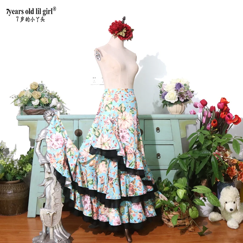Spanish Flamenco Costume Performor Dress Women Girl Gyspy Ballroom 1estival Performance Dance Wear multiple colors
