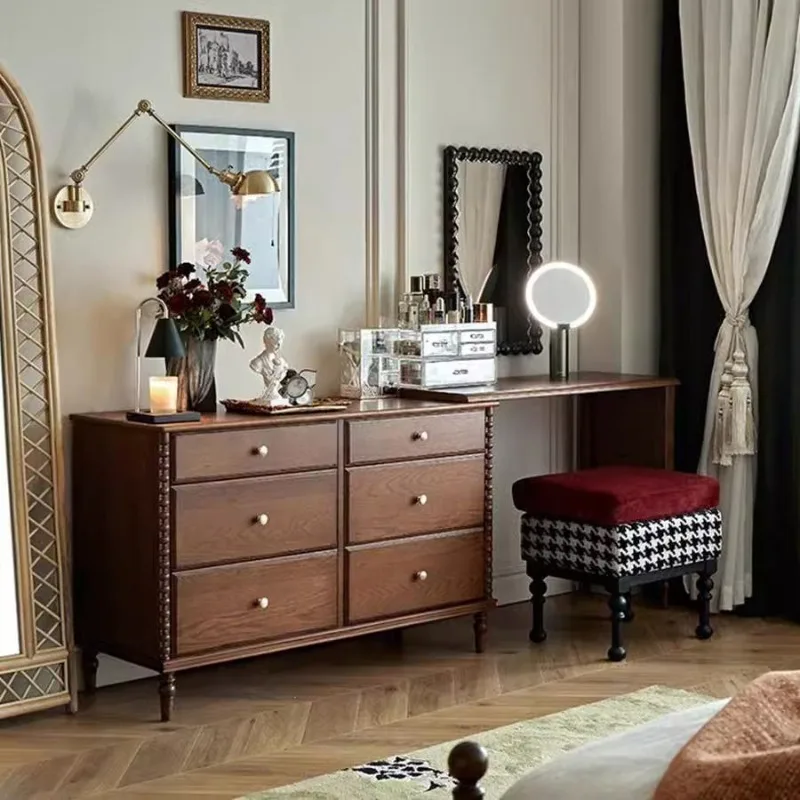

French dresser Hepburn style bedroom end of bed retractable chest corner dresser integrated retro dresser retro style