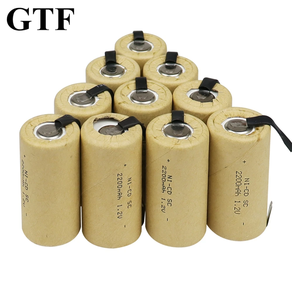 GTF SC 2200mAh 1.2V battery NI-CD rechargeable batteries for electric screwdrivers electric drills real capacity Sub C battery