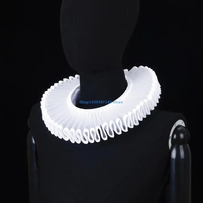 P88B Ruff Collar Ruffled Tie Collar Retro Cosplay Sopela Collar para Play Drama