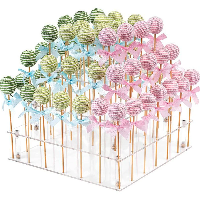 NUBECOM 56 Holes Lollipop Display Rack Transparent Acrylic Decorative Rack Candy Holder Party Decor Lollipops Stand Kitchen Tool