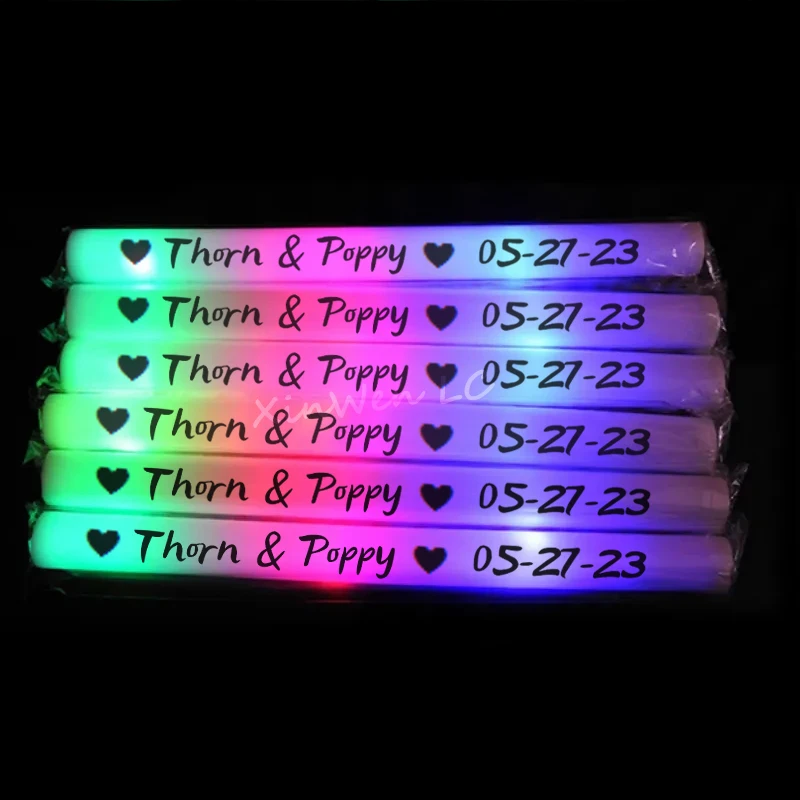 12/15/30/60Pcs RGB LED Glow Foam Stick Bulk Colorful LED Glow Sticks  Cheer Tube Dark Light Birthday Wedding Party Supplies