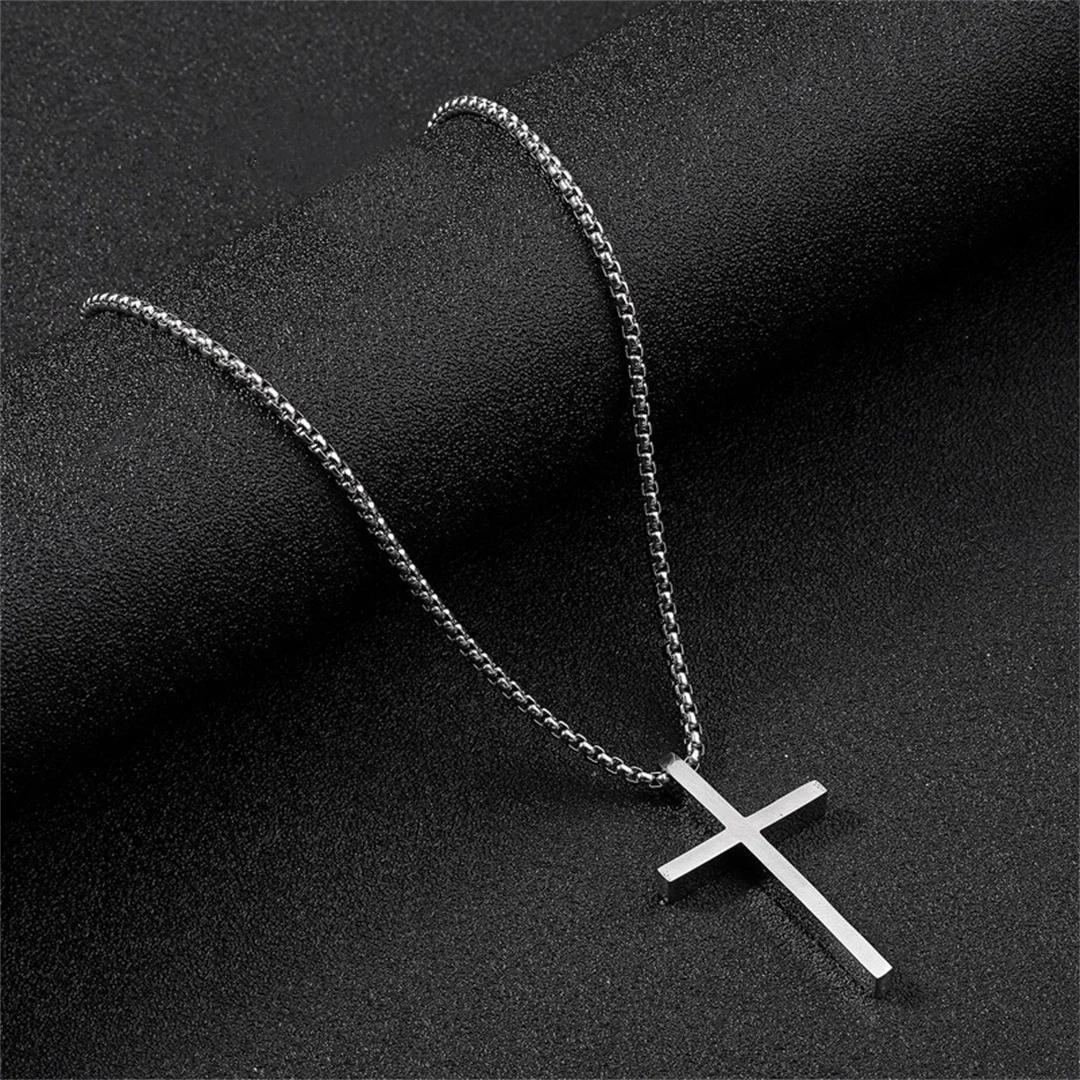 Stainless Steel Cross Pendant Necklace for Men Women Minimalist Jewelry Male Female Prayer Necklaces Chokers Fashion Jewelry Gif