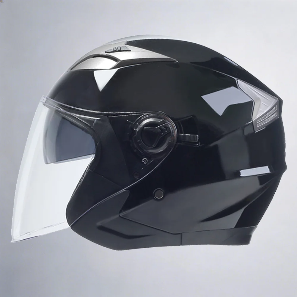 3/4 Half Face Motorcycle Helmet Scooter Motorcycle Electric Bike Fashion Casco Dual Visor Anti-Fog Ventilated DOT Approved