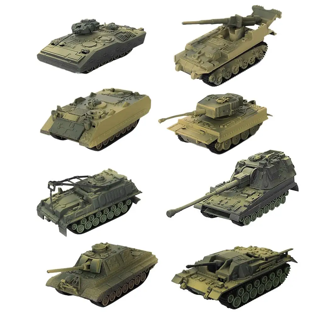 8 Pieces 4D Modern Tank Model 1:72 Heavy Tank Sand Table Model Wargame Game