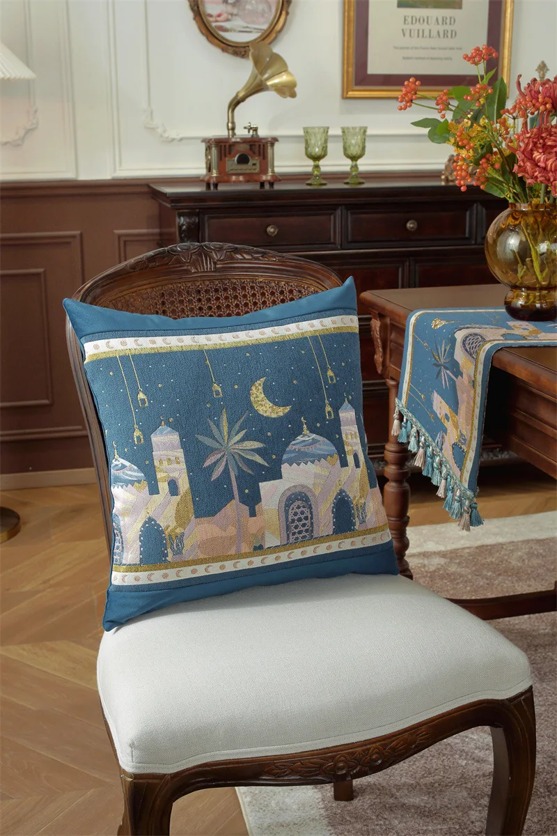 Gewebter Jacquard-Stern-Mond-Schloss-Kamel-Patchwork-Kissenbezug Cojines Wohnzimmer-Sofa-Dekoration Rückenlehnen-Kissenbezüge – Detail 21