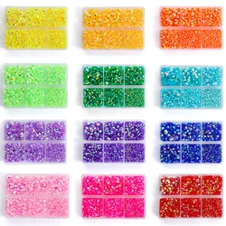 DUCRYSTAL 2/3/4/5/6mm Mix Size Red Pink Yellow Glitter Resin Rhinestones 4500pcs Glue On Flat Back Rhinestone for Nail Art Cloth