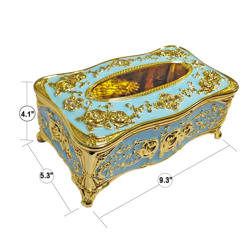 Victorian Decor Facial Tissue Box Holder Cover Bathroom Office, Silver Plastic Tissue Holder