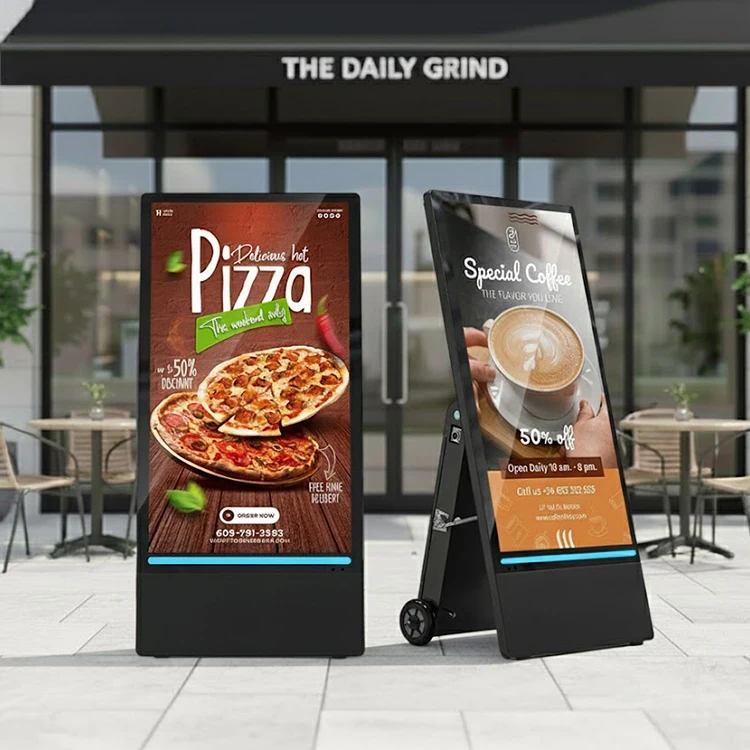

43 Inch Outdoor Portable Poster LCD Advertising Players Monitor Foldable Design Movable IP55 Waterproof Digital Poster For Shop