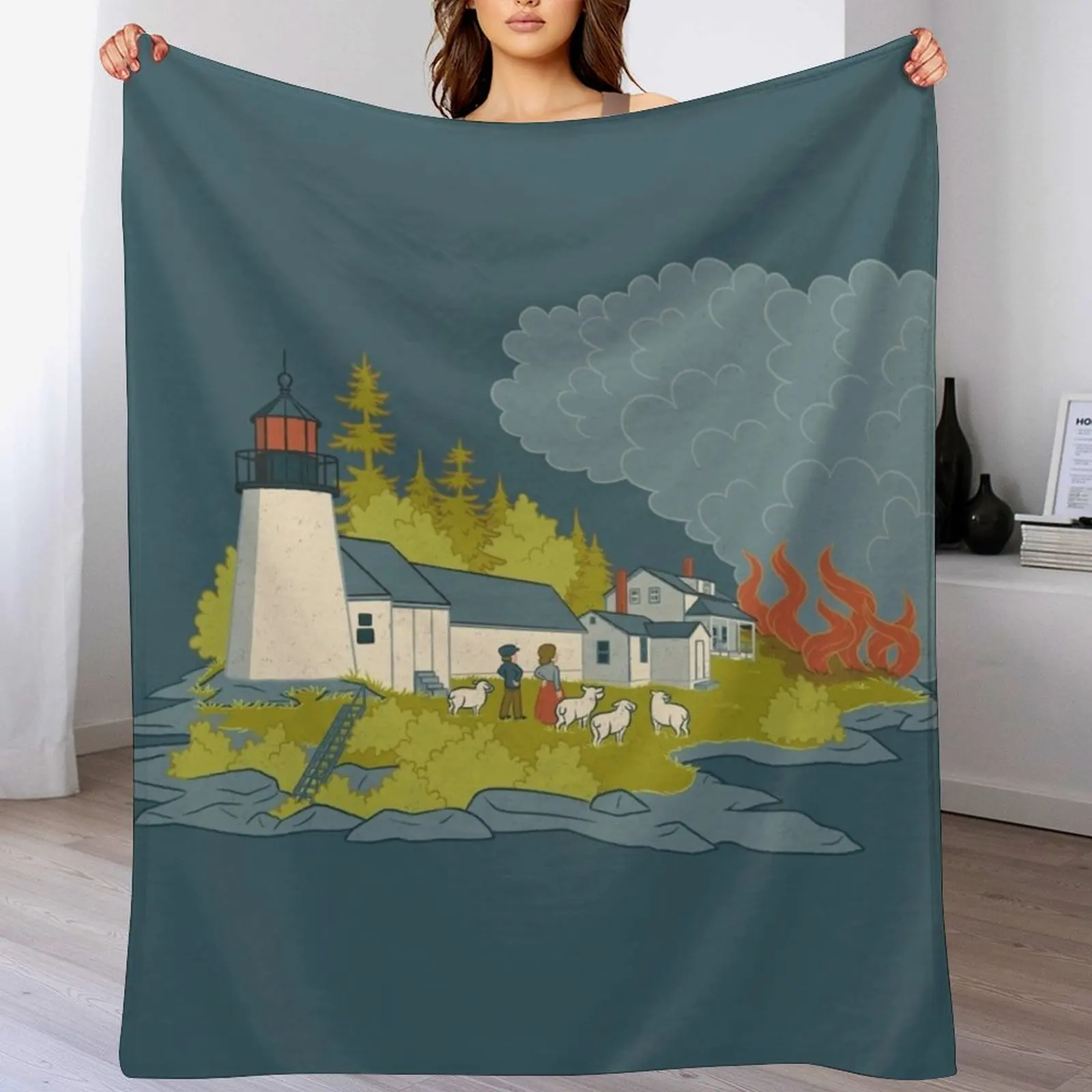 Burnt Island Light Throw Blanket No Pilling Soft Warm Blanket for Bed