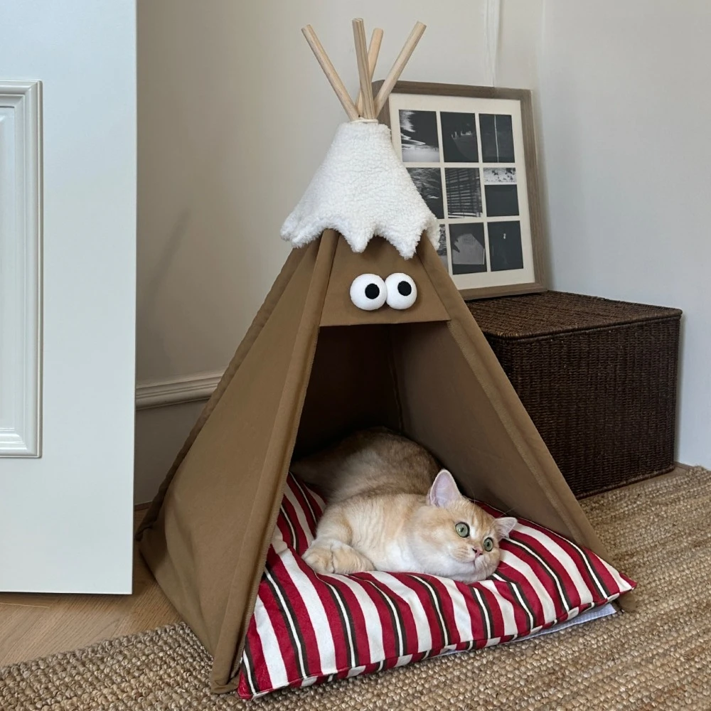 new Pet Tent Semi-enclosed Cat Beds Detachable and Washable Small Dog Bed Thick and Comfortable Cats Accessories Supplies