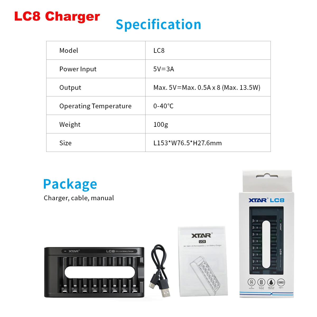 Ładowarka XTAR LC4 LC8 kompatybilna z akumulatorem 1.5V AAA ze wskaźnikiem 1200mWh akumulator litowo-jonowy Rechargebale