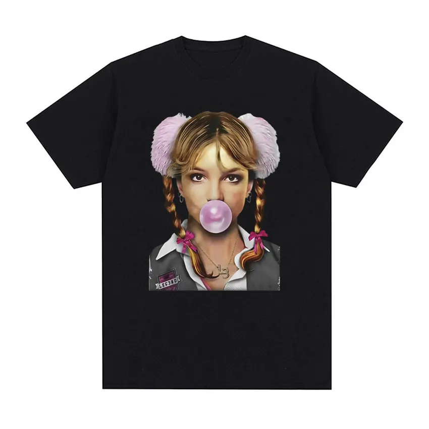 Singer Britney Spears Bubblegum Graphic T Shirt Men High Quality Vintage T Shirts O-Neck Oversized T-shirt Tops Streetwear