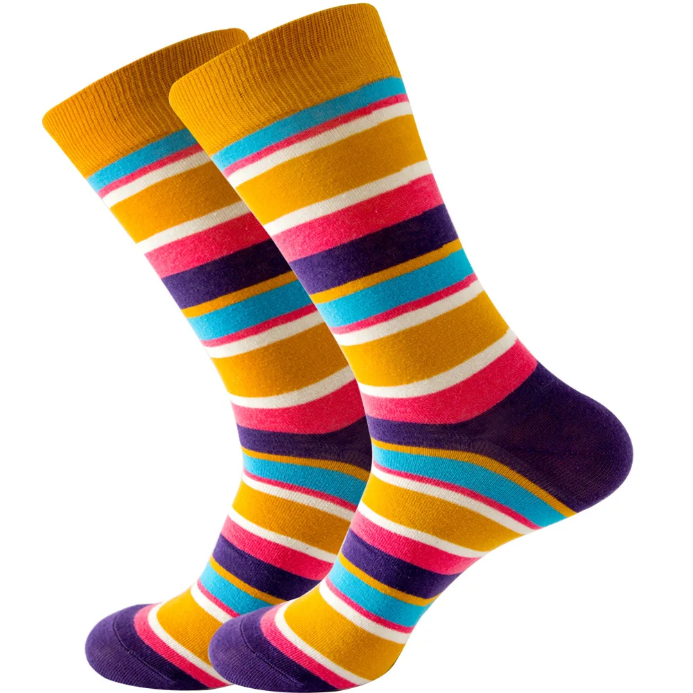 Men\'s Happy socks Colorful striped women\'s socks High quality checkered diamond geometry Harajuku combed cotton socks gift socks